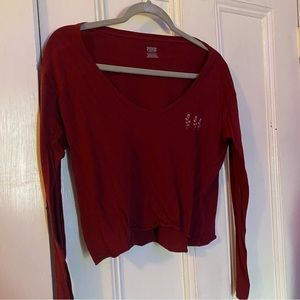 Loose Fitted Long Sleeve V Neck